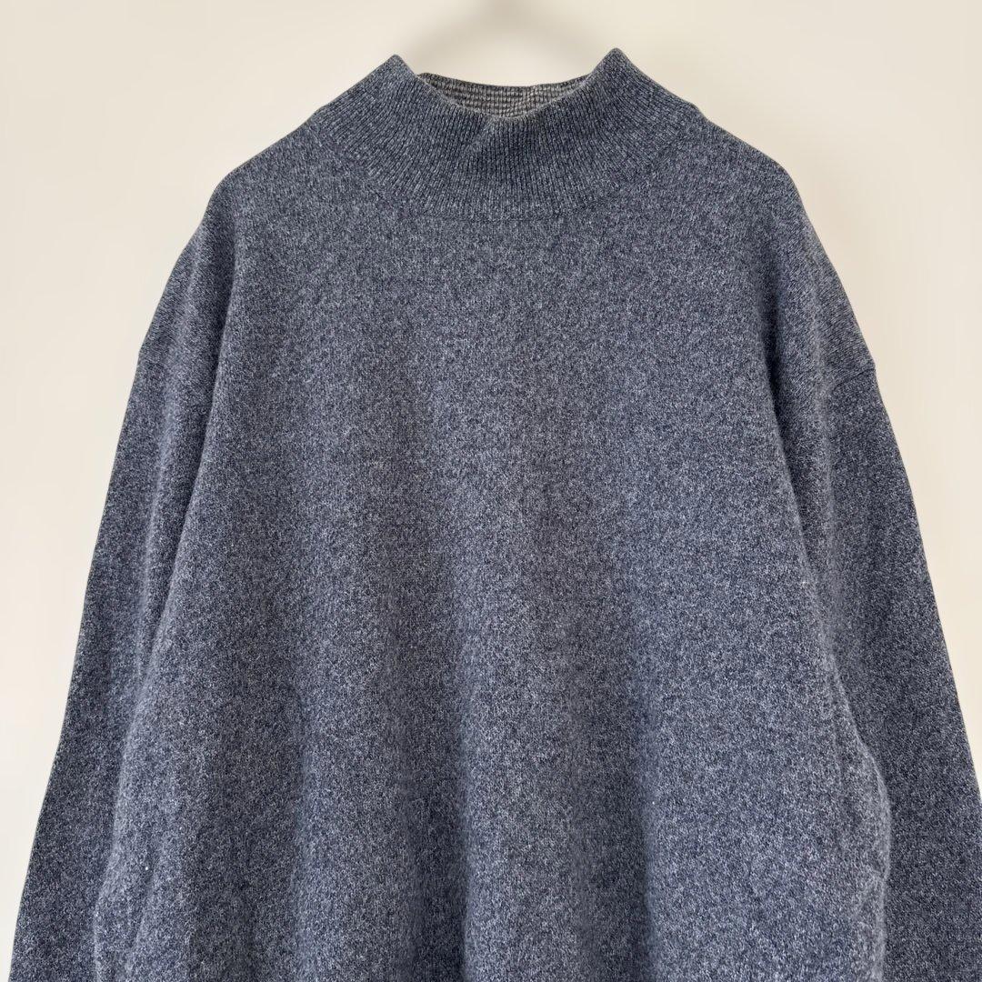 カシミヤブレンド ハイネックニット 薄手 くすみブルー シンプル無地【M】 — image 3