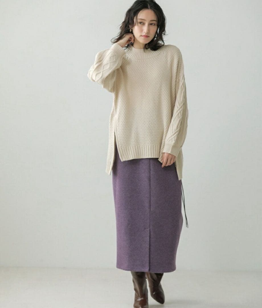 新品未使用タグ付★Bou Jeloud ケーブル柄裾ZIPHNニット — image 2