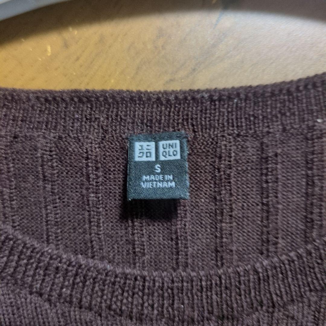 UNIQLO　メリノリブ半袖セーター　ブラウン — image 3