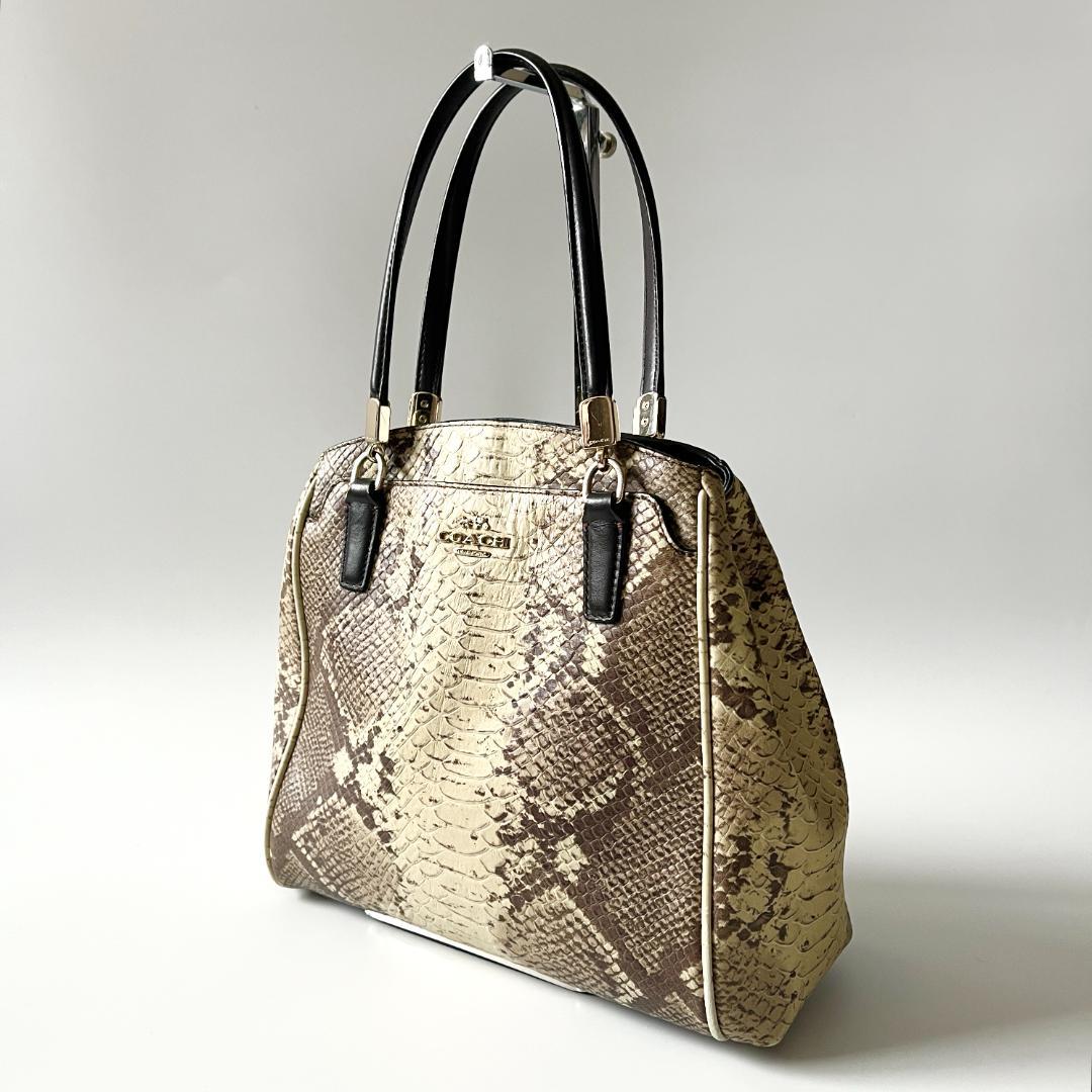 廃番★レア★COACH F35876 ミネッタ パイソン型押し ハンドバッグ — image 2