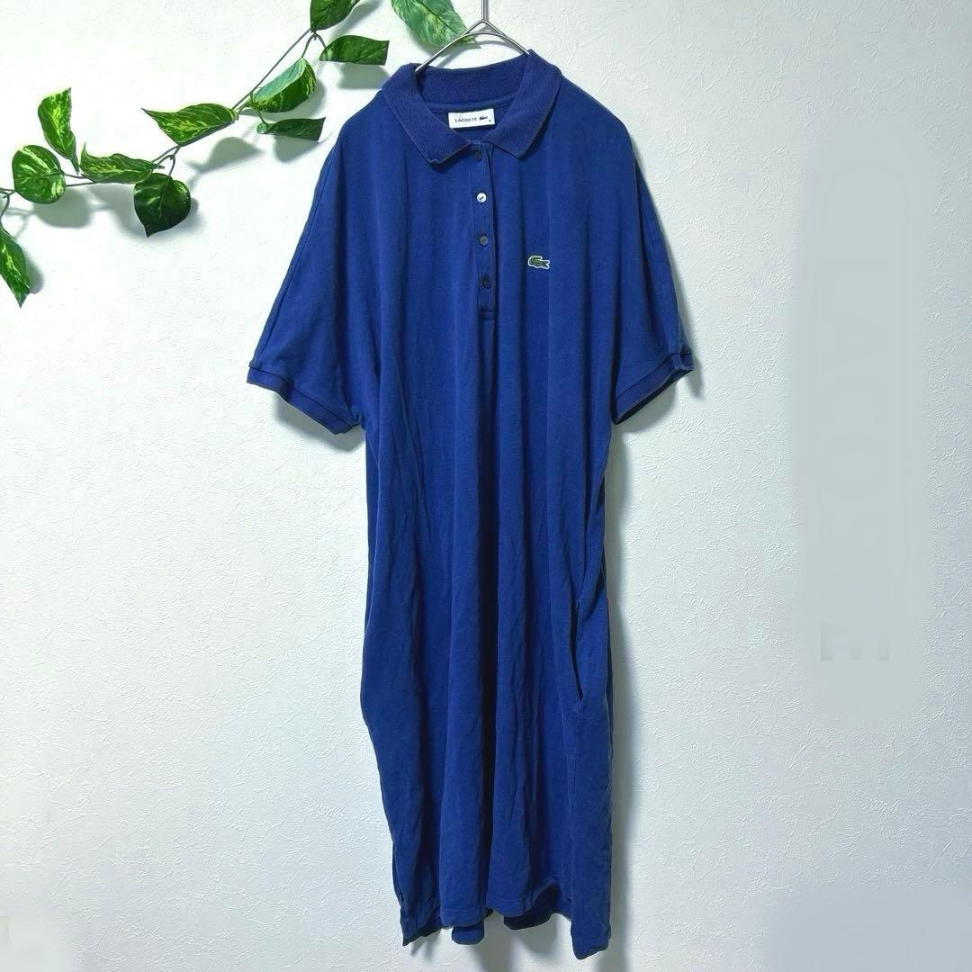 LACOSTE ポロワンピース M ブルー 鹿の子 ベルト付き — image 2