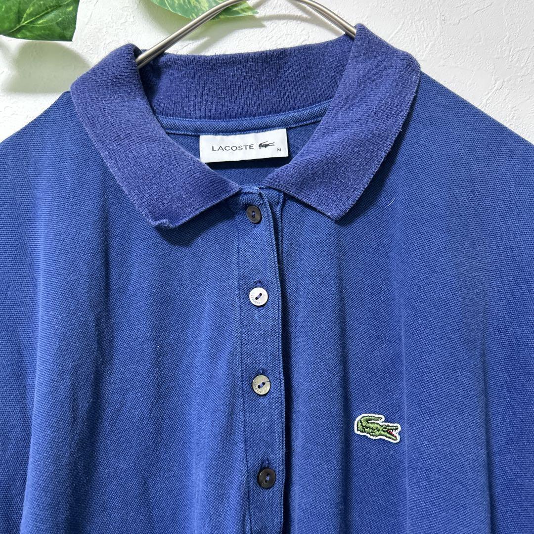 LACOSTE ポロワンピース M ブルー 鹿の子 ベルト付き — image 3