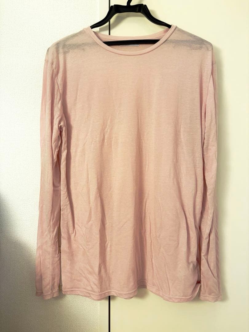 クルーネックシアーロングTシャツ　ピンク　シアー　透け　ロンT 薄手 — image 2