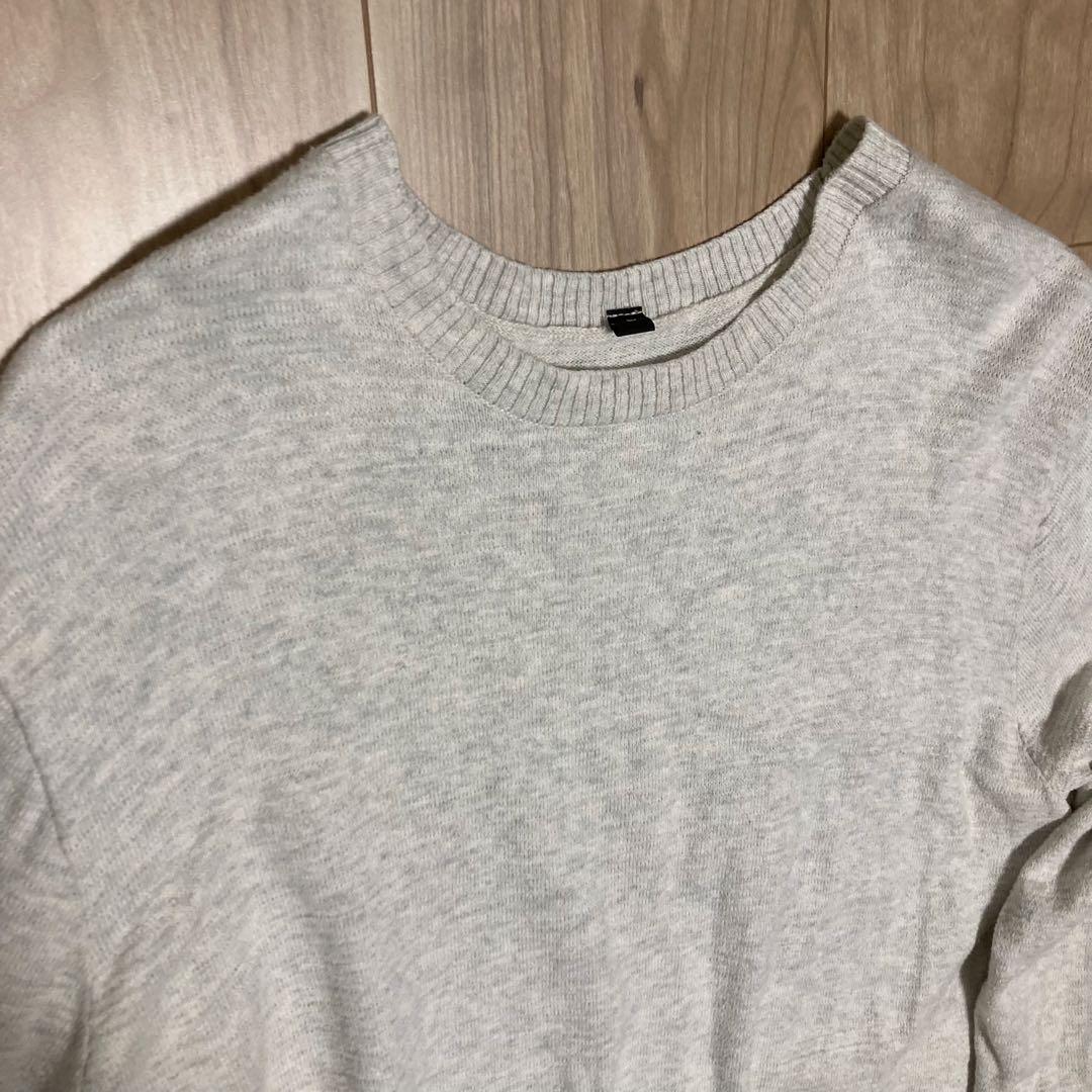 無印良品　ライトグレー クルーネック　綿100% ニット Lサイズ — image 2