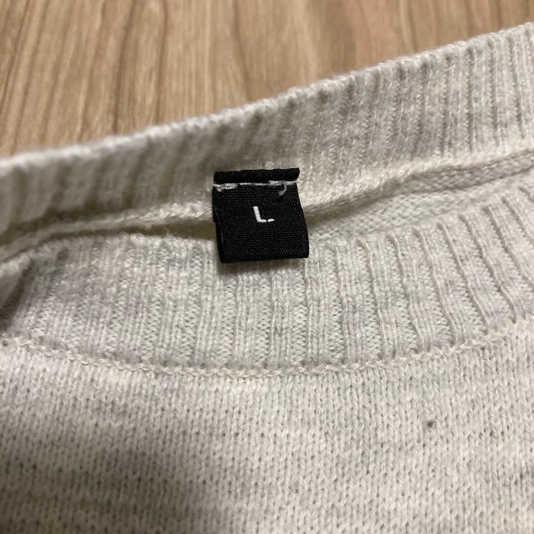 無印良品　ライトグレー クルーネック　綿100% ニット Lサイズ — image 3