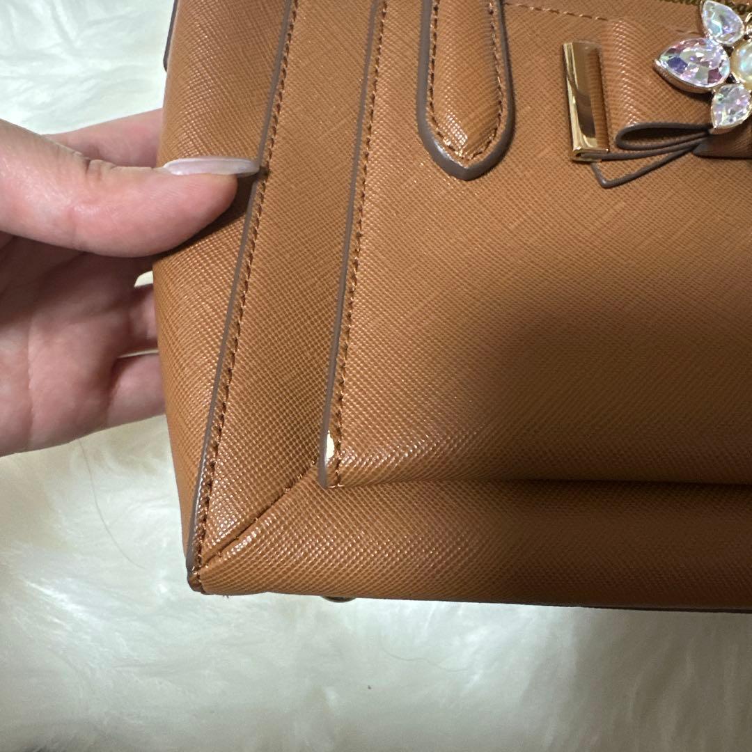 Samantha Vega ハンドバッグ ビジューリボン ブラウン — image 3