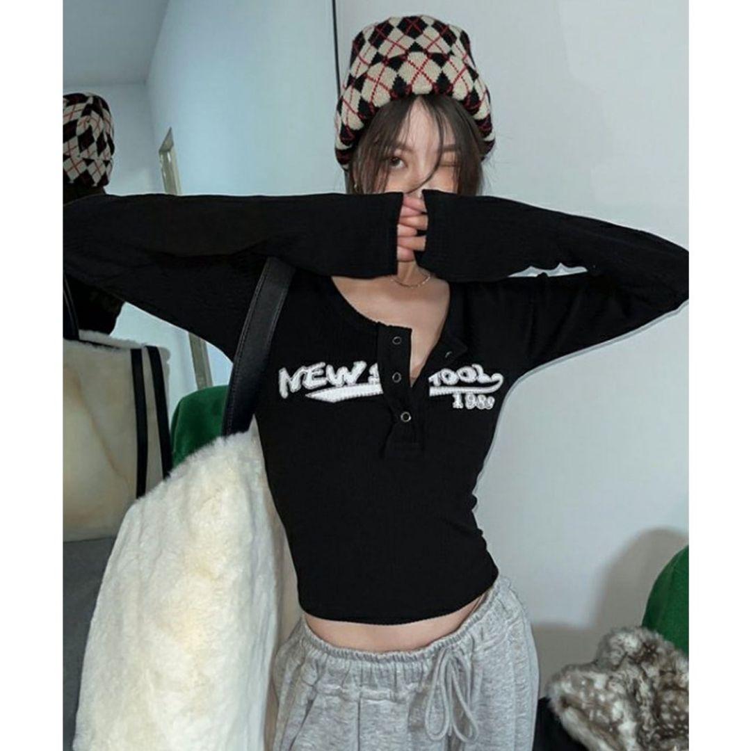 NEW SCHOOL 1989 ロゴ 長袖 ヘンリーネック トップス — image 2