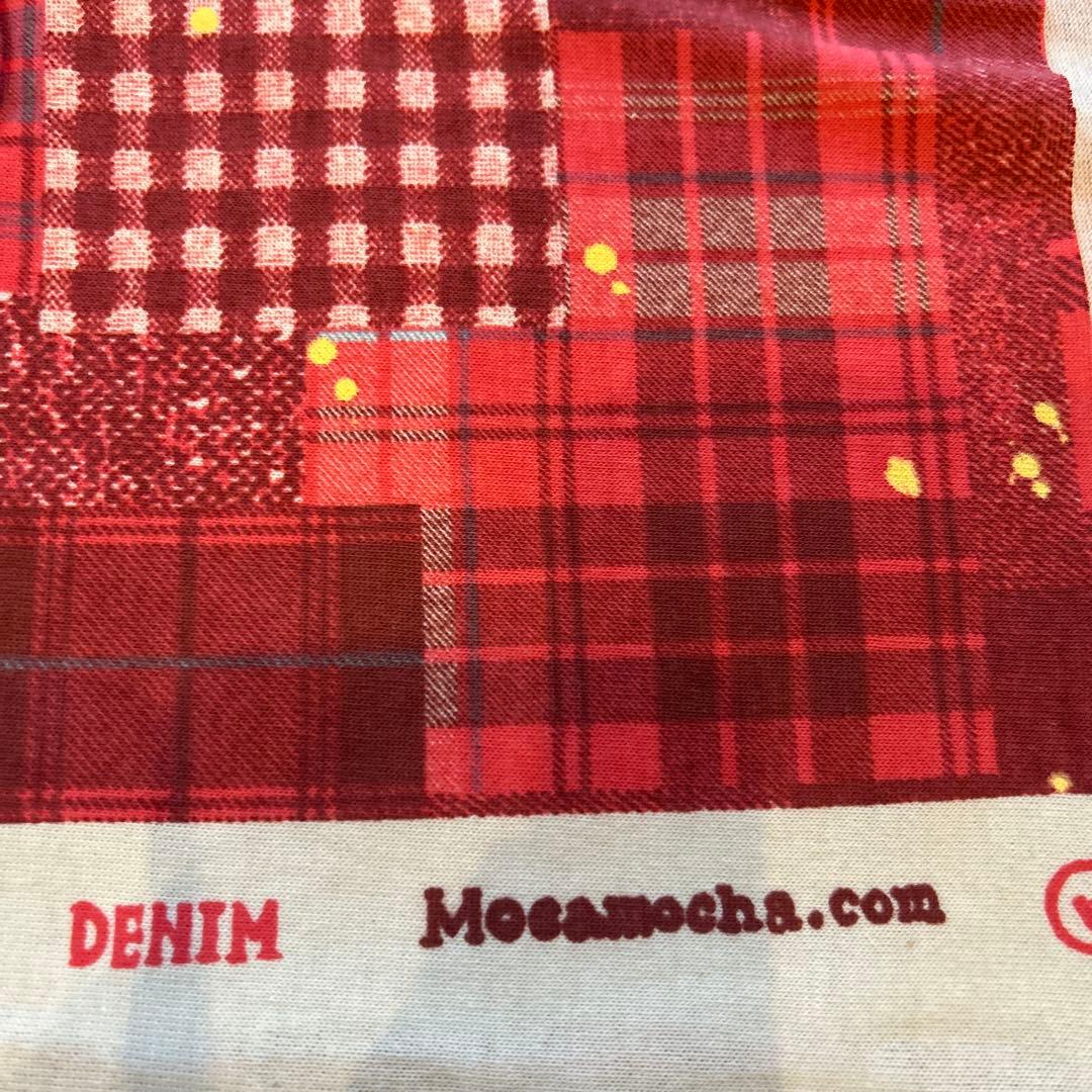 Mocamocha 30/-CMプレーティング天竺ニットグランジデニム柄レッド — image 2