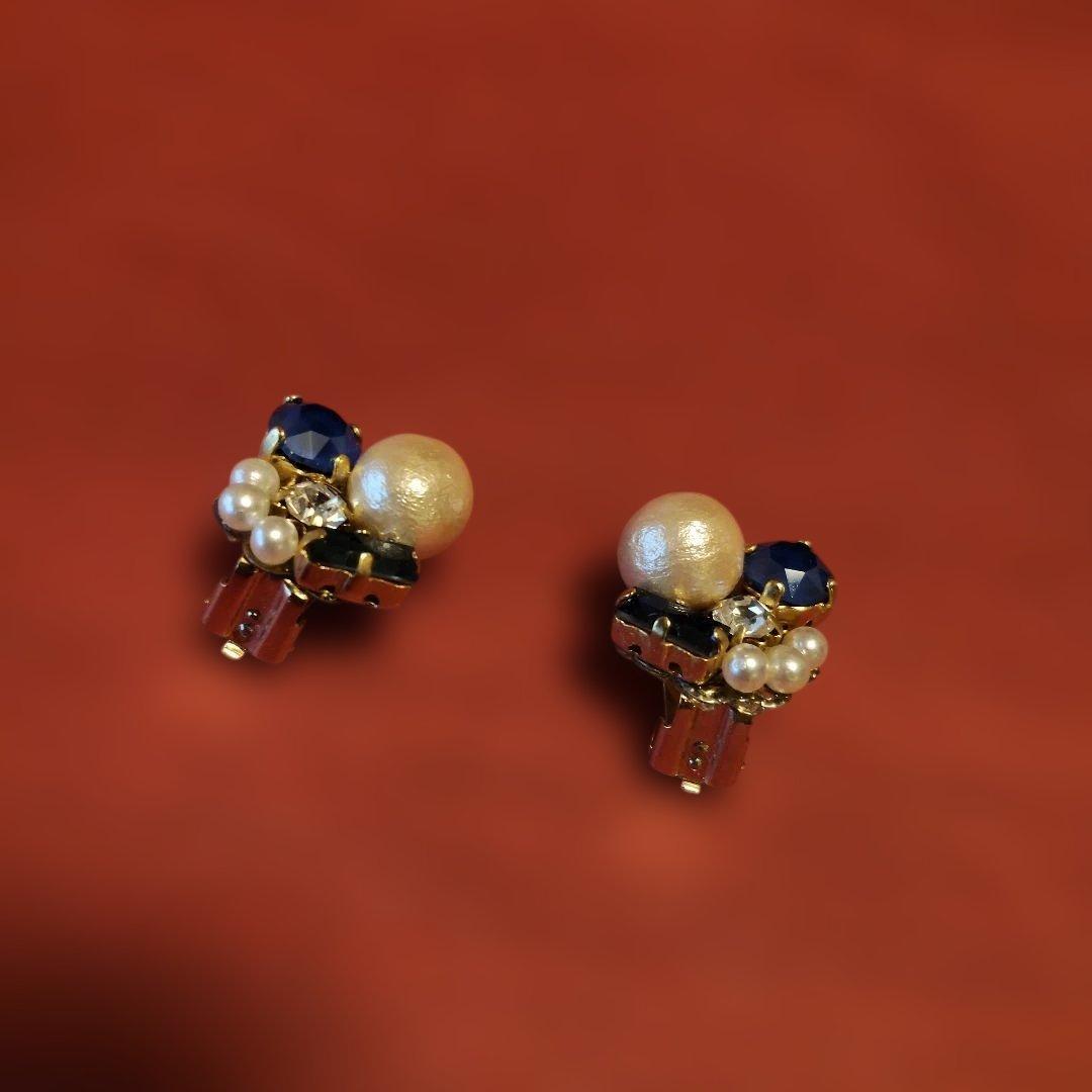 コットンパール スワロフスキービジュー Handmadeイヤリング — image 3
