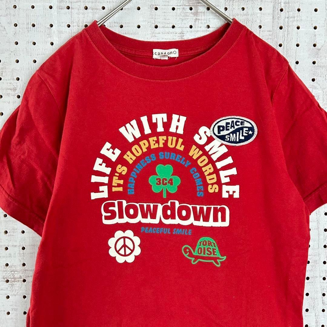 3can4on ロゴプリントTシャツ 半袖 コットン100%（M）レッド — image 4