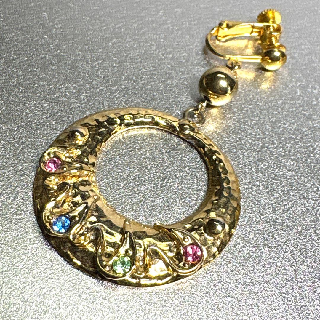 ゴールドカラー サークル イヤリング カラーストーン — image 3