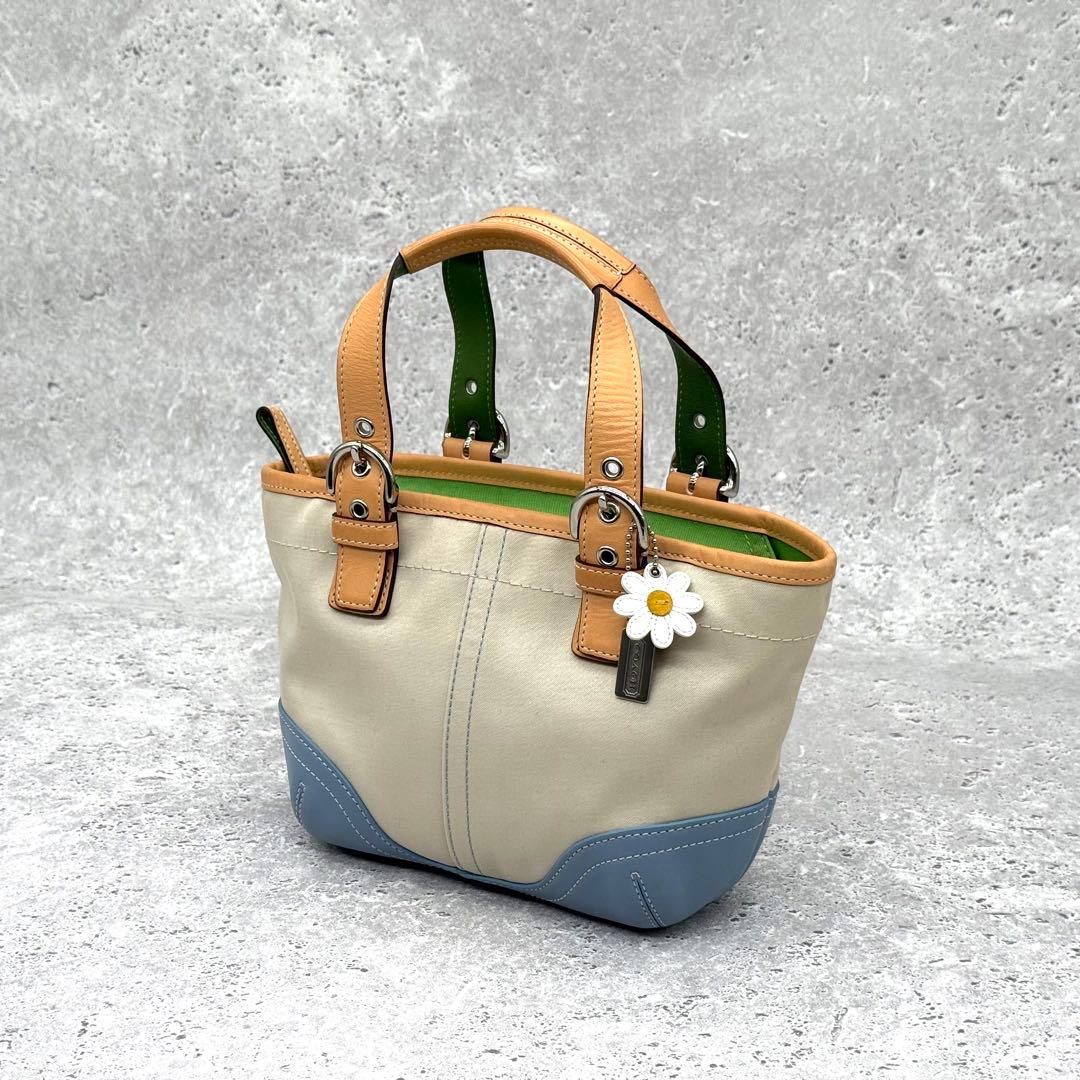 y2k コーチ Coach ミニバッグ トート キャンバス デイジー チャーム — image 2