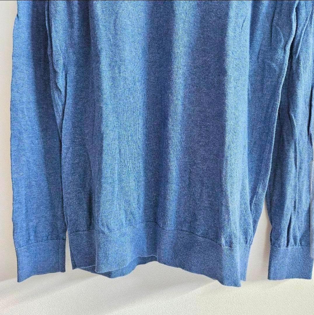 美品✨UNIQLO コットンカシミヤVネックニット メンズS 青 薄手 人気 — image 4