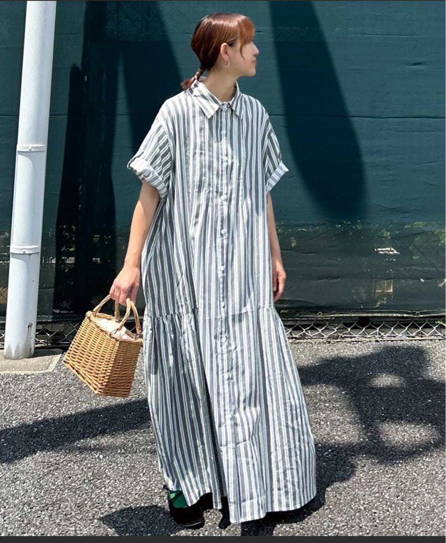 【CORNERS by KR】サイドギャザーシャツワンピ 体型カバー M XL — image 3