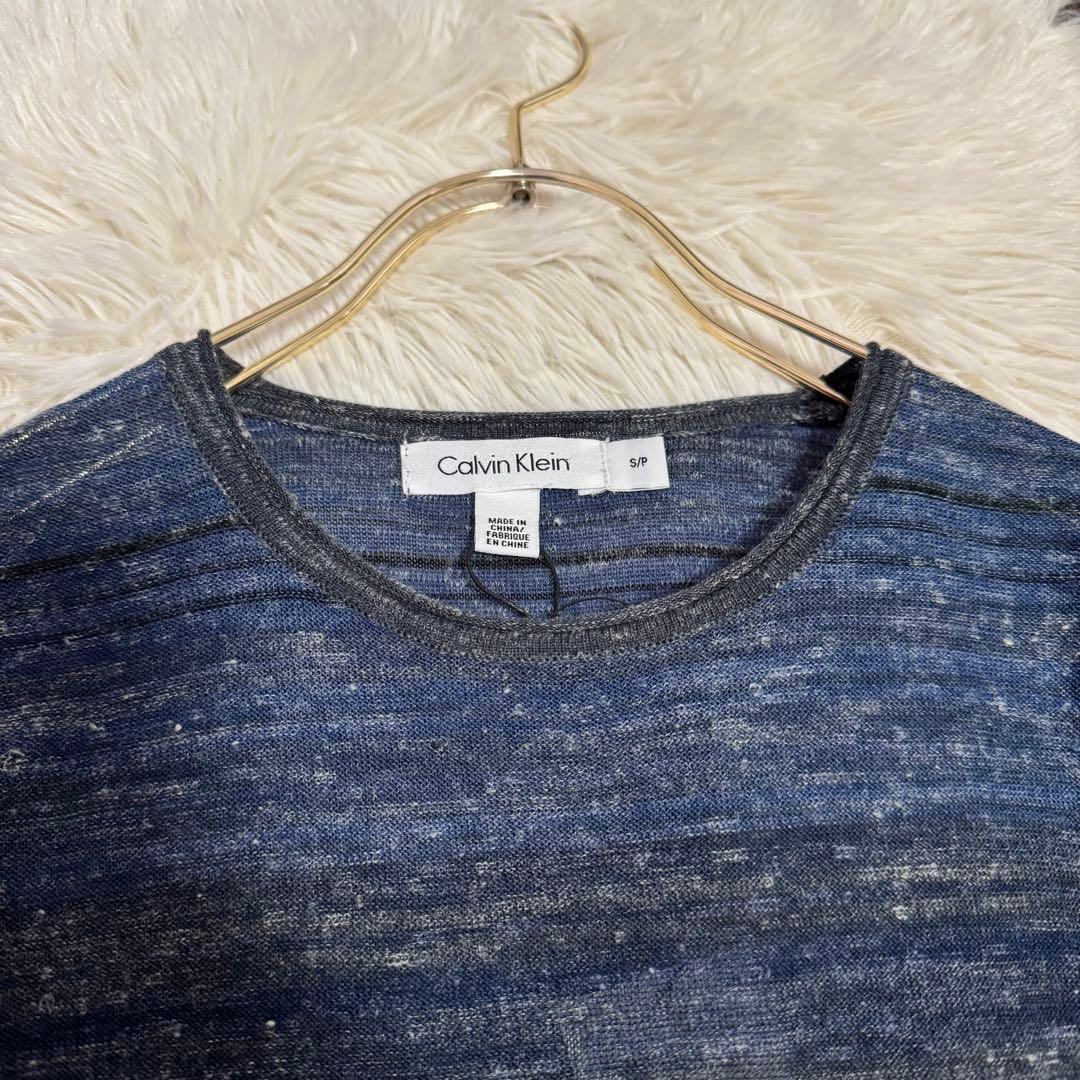 《美品》 Calvin Klein ボーダー柄ニット ネイビー ブラック S — image 3