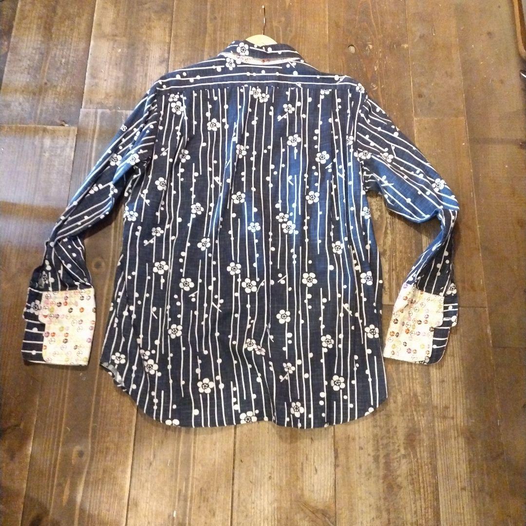 花柄ネイビー長袖シャツ — image 5