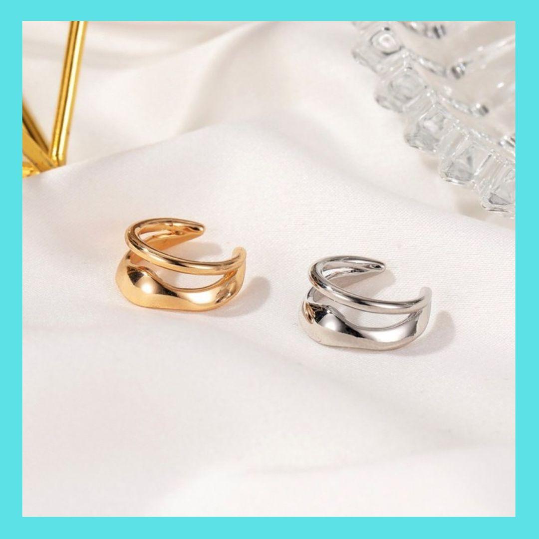 イヤーカフ レディース メンズ シルバー 変形 ダブルライン シンプル 2連 — image 2