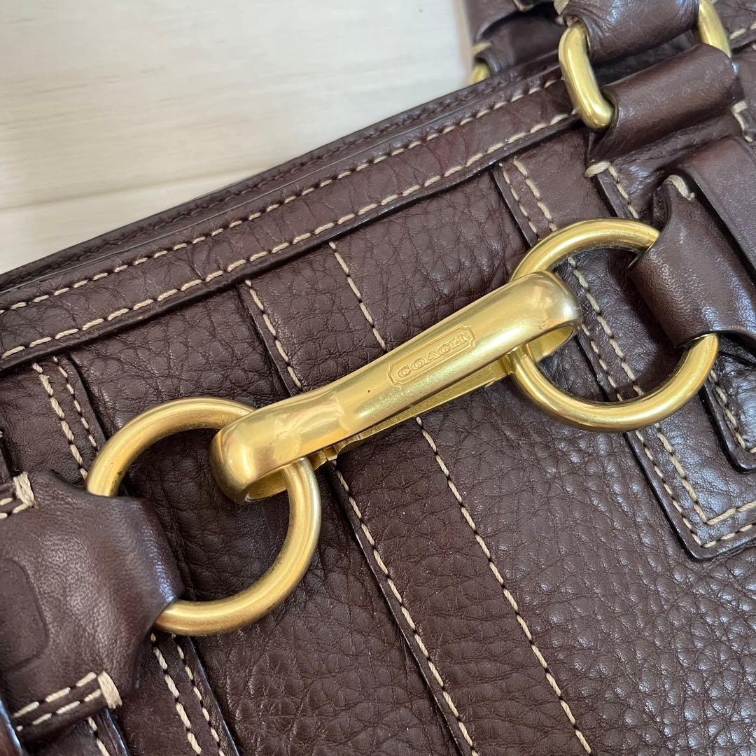 【COACH】10212 オールレザー ハンドバッグ シボ革 肩掛け ブラウン — image 2
