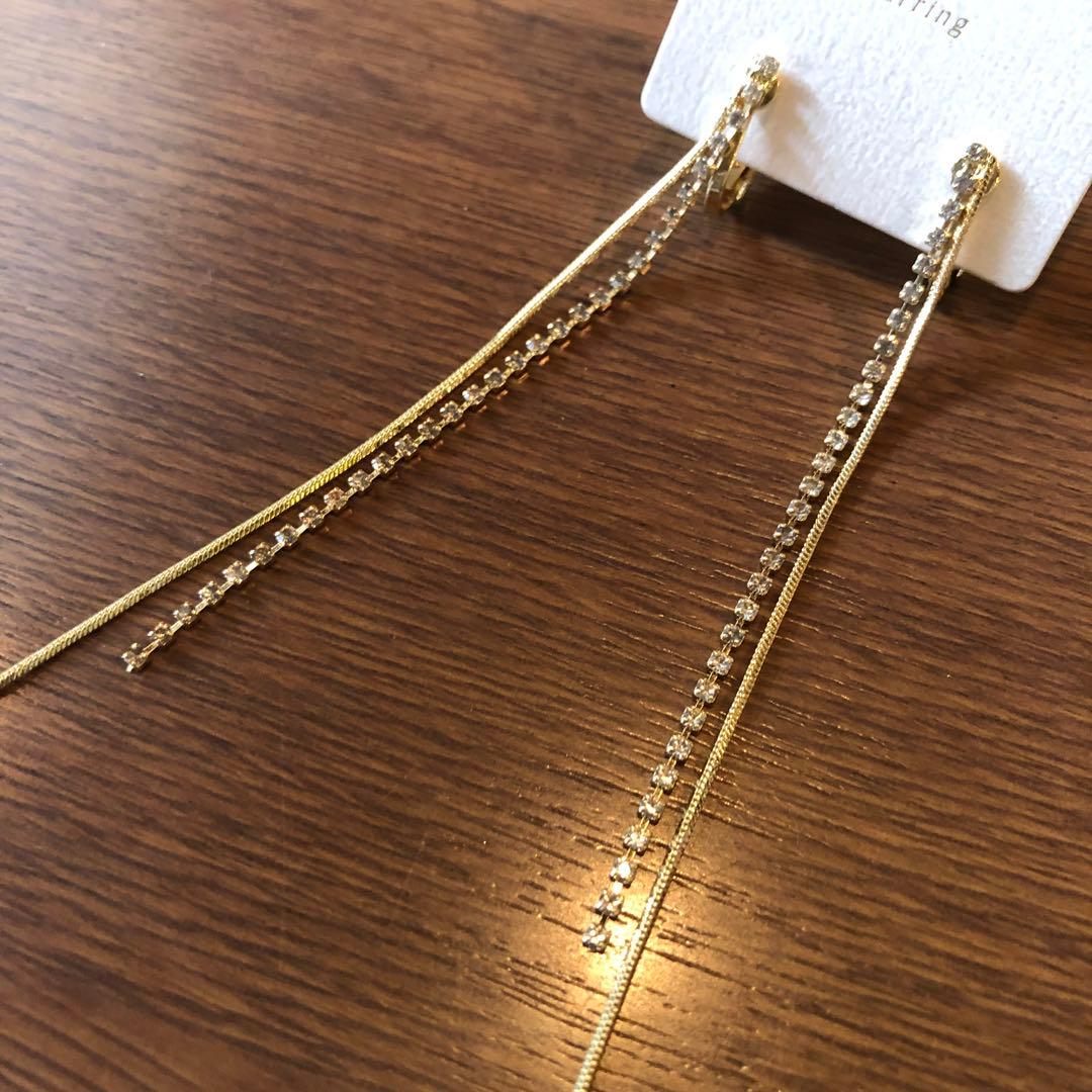 【No.606】可愛いアンティーク調ゴールドビジューラインロングイヤリング新品♡ — image 2