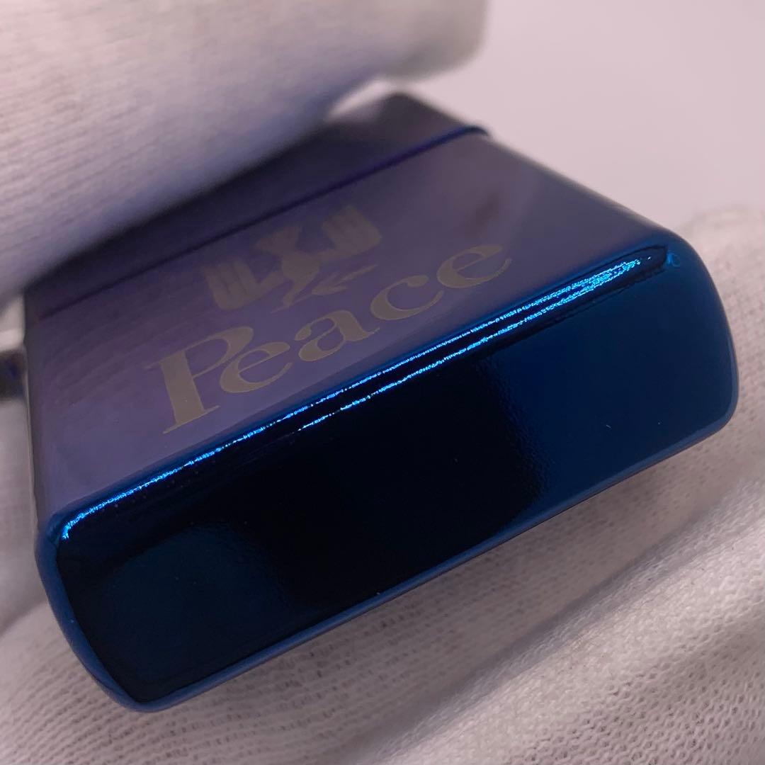 【オク】【灰皿付き】　ピース PEACE ブルー　オイルライター — image 5