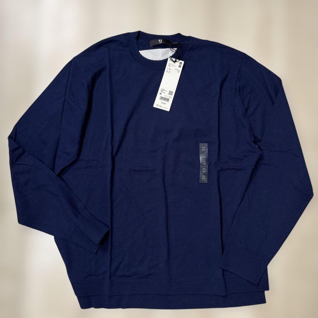 新品未使用タグ付き￼ユニクロ+J シルクコットンクルーネックセーターネイビー M — image 3