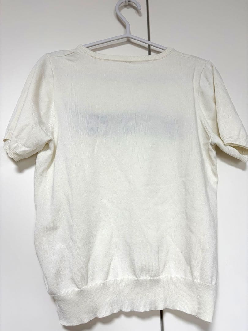 French文字入り白半袖ニット M coca — image 2