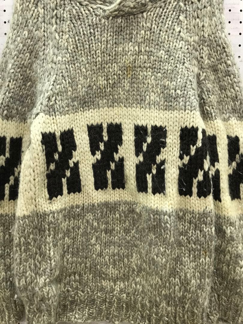 オールド レトロ アメカジ 古着 クロス柄 ジャガード カウチン ニット — image 4