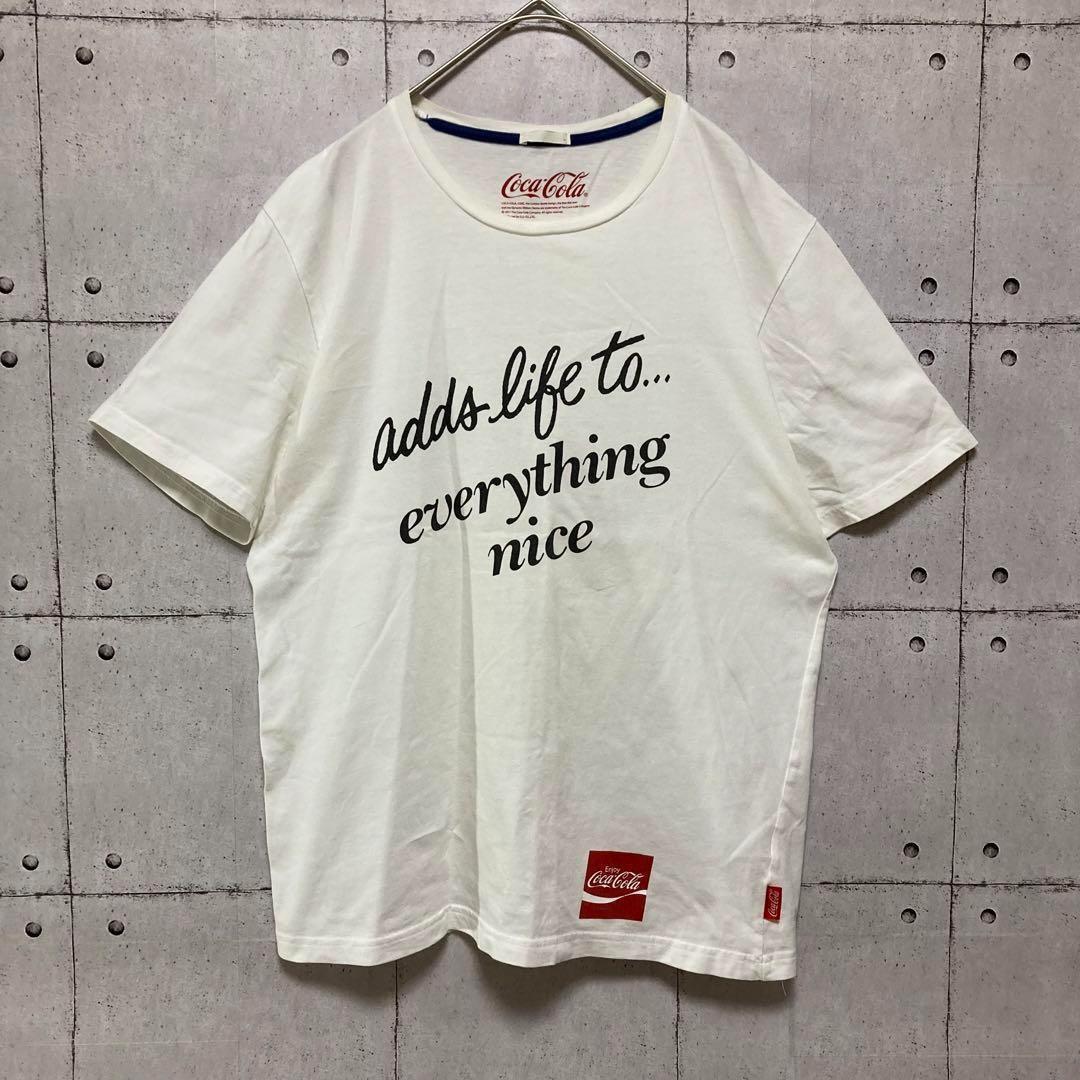 GU Coca-Cola 限定コラボ 半袖Tシャツ ロゴプリント ホワイト L — image 2
