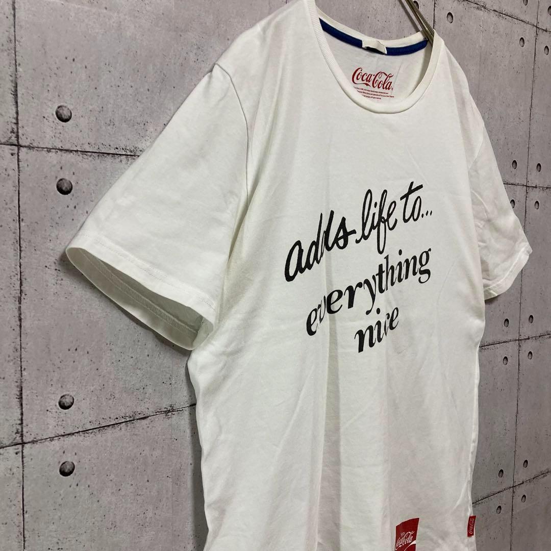 GU Coca-Cola 限定コラボ 半袖Tシャツ ロゴプリント ホワイト L — image 3