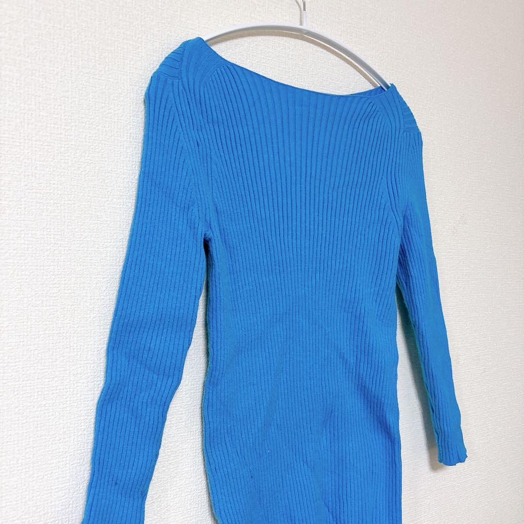 SISMEIL 青色 リブ ニット セーター 38 長袖 トップス フィット感 — image 5