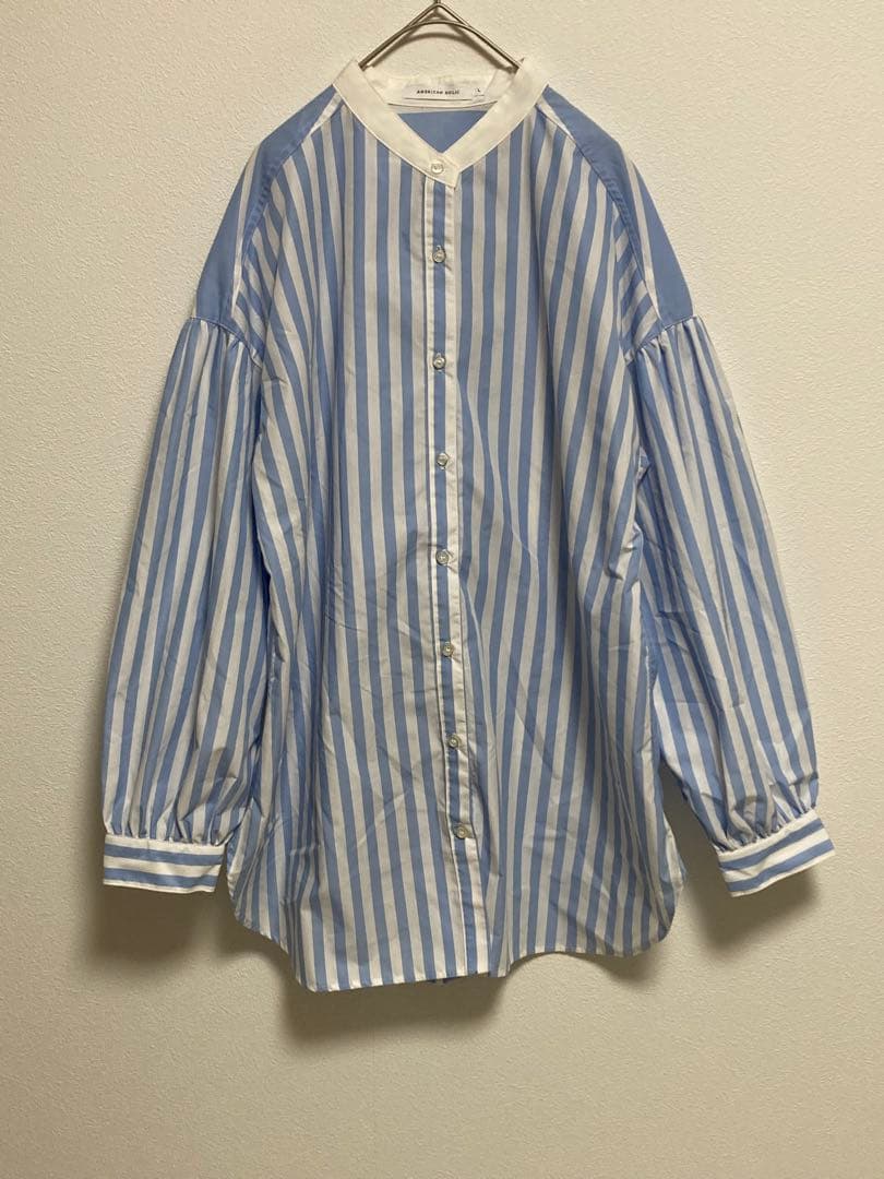 【AMERICAN HOLIC】 ストライプ 水色長袖シャツ ✨Lサイズ — image 3