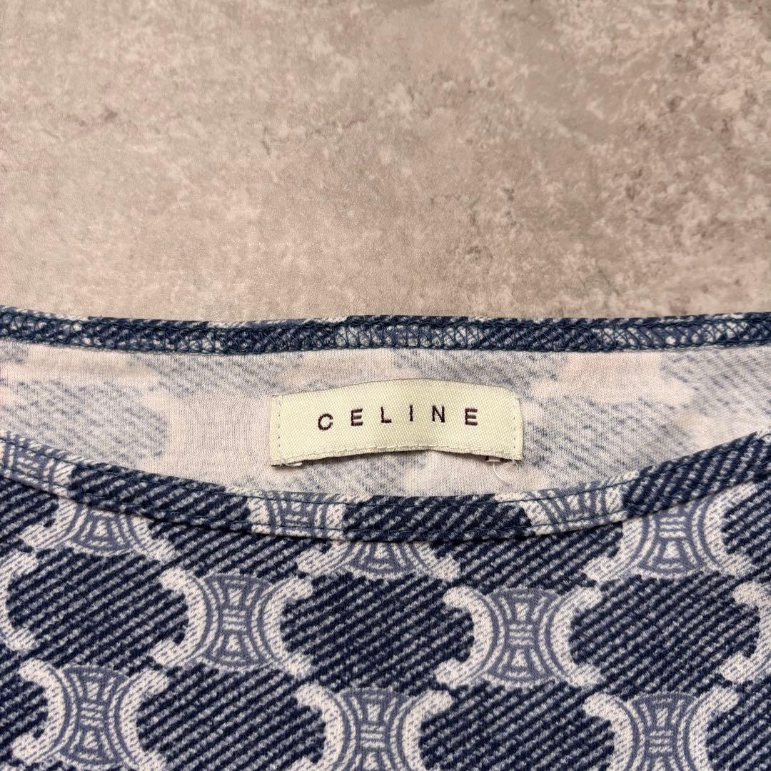 CELINE セリーヌ　マカダム　カットソー　総柄　Tシャツ ネイビー — image 2