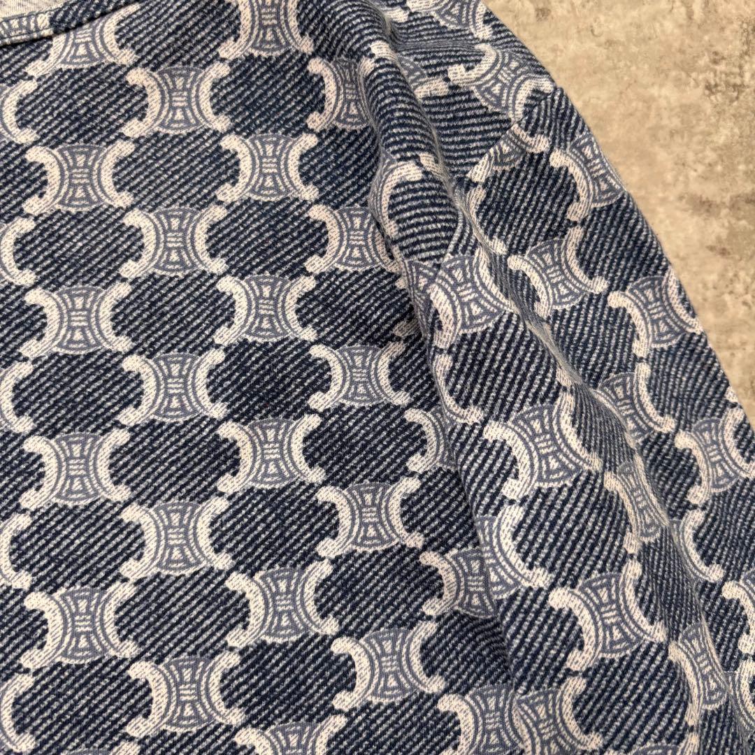 CELINE セリーヌ　マカダム　カットソー　総柄　Tシャツ ネイビー — image 3
