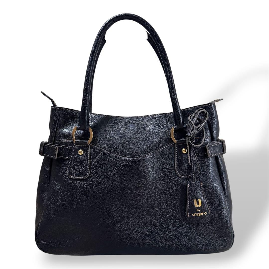 極美品✨ U by ungaro ユーバイウンガロ シボ革 レザー ゴールド金具 — image 3