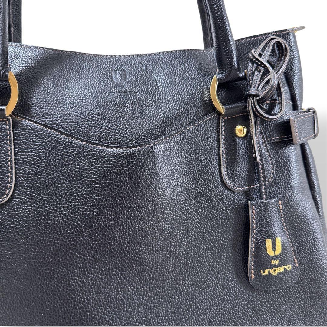 極美品✨ U by ungaro ユーバイウンガロ シボ革 レザー ゴールド金具 — image 5