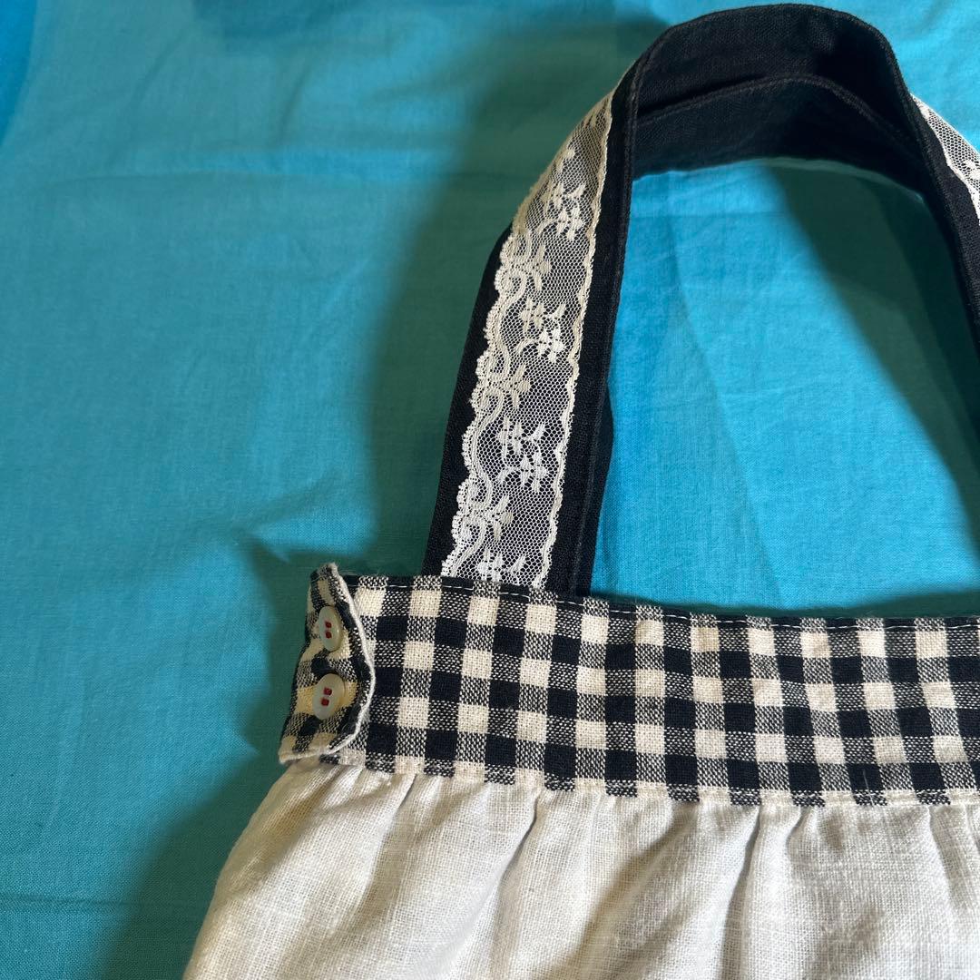 イニシャルR 刺繍入り トートバッグ ギンガムチェック — image 3