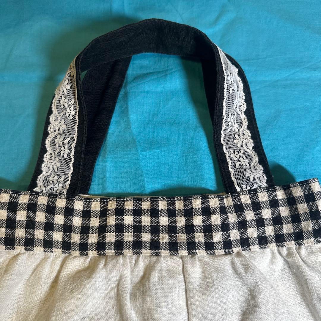 イニシャルR 刺繍入り トートバッグ ギンガムチェック — image 5