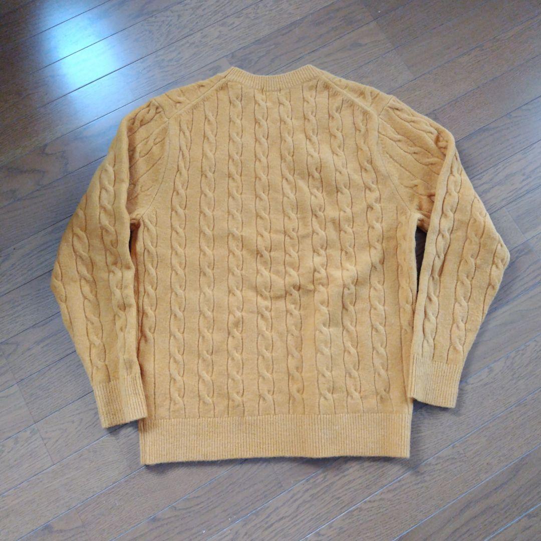 UNIQLO　ケーブルニット　MENS　L　ラウンドネック　濃いマスタードカラー — image 4