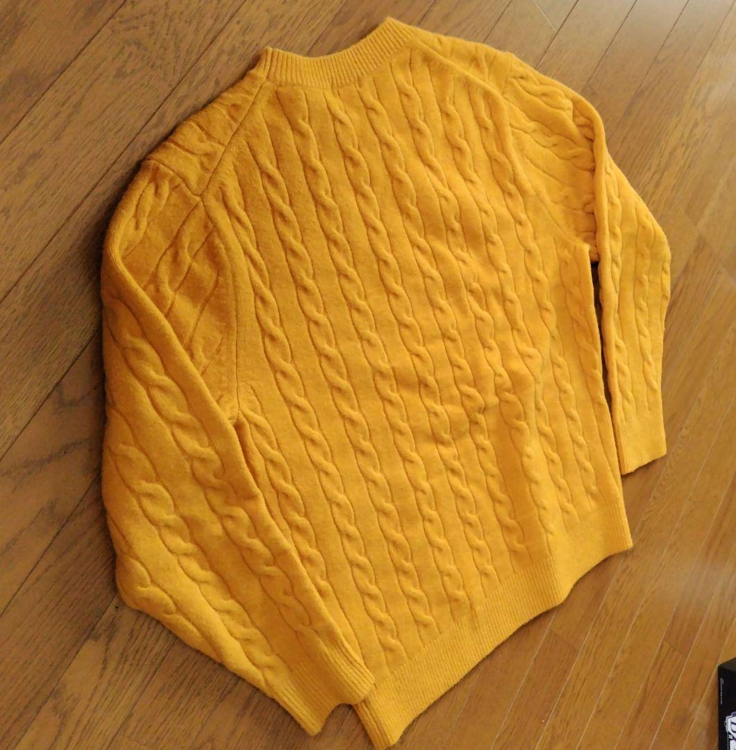 UNIQLO　ケーブルニット　MENS　L　ラウンドネック　濃いマスタードカラー — image 5
