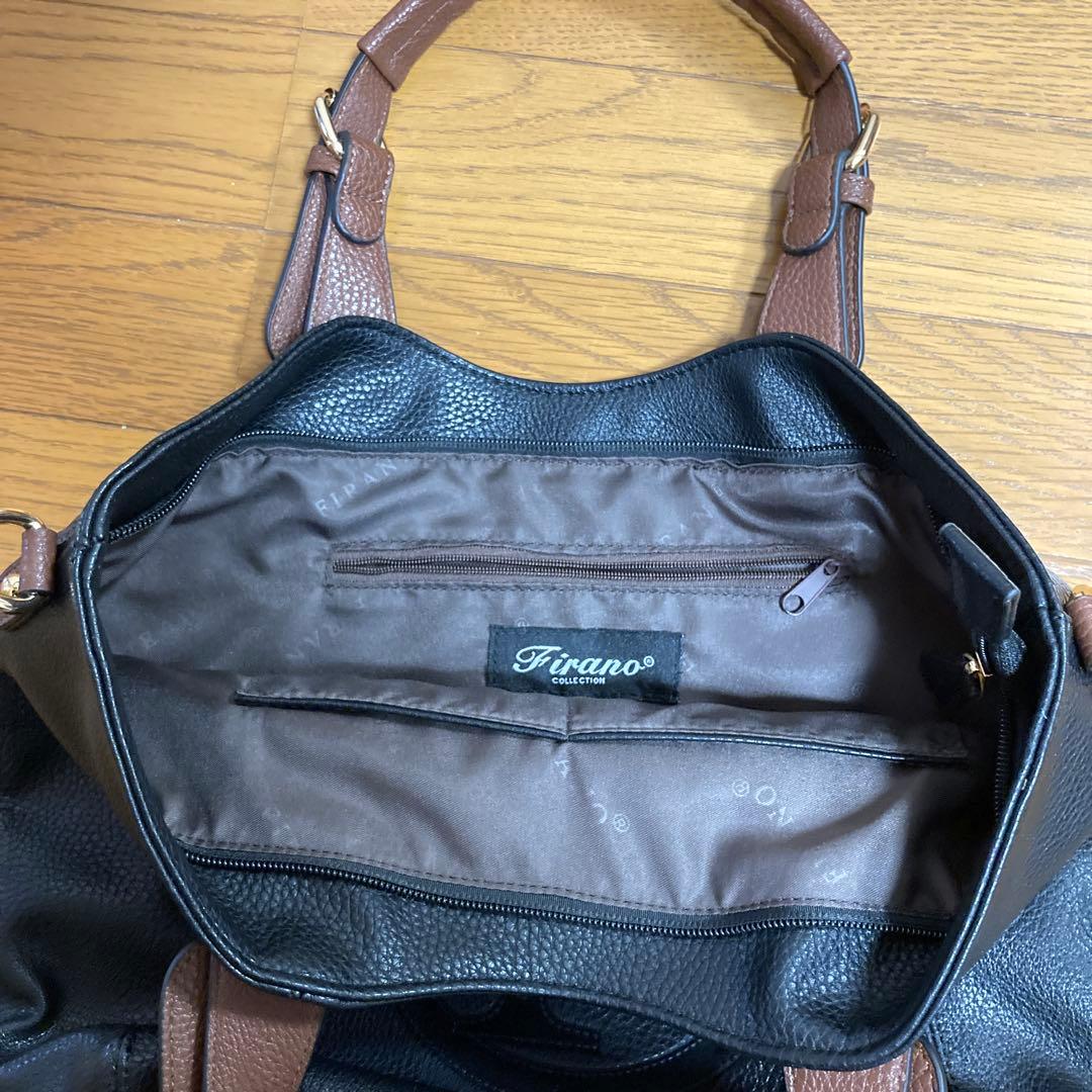 Fロゴ エンボス加工 ハンドバッグ ブラック ブラウン — image 4
