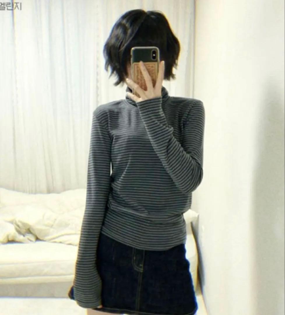 【新品】ボーダー　タートルネック　長袖tシャツ — image 2