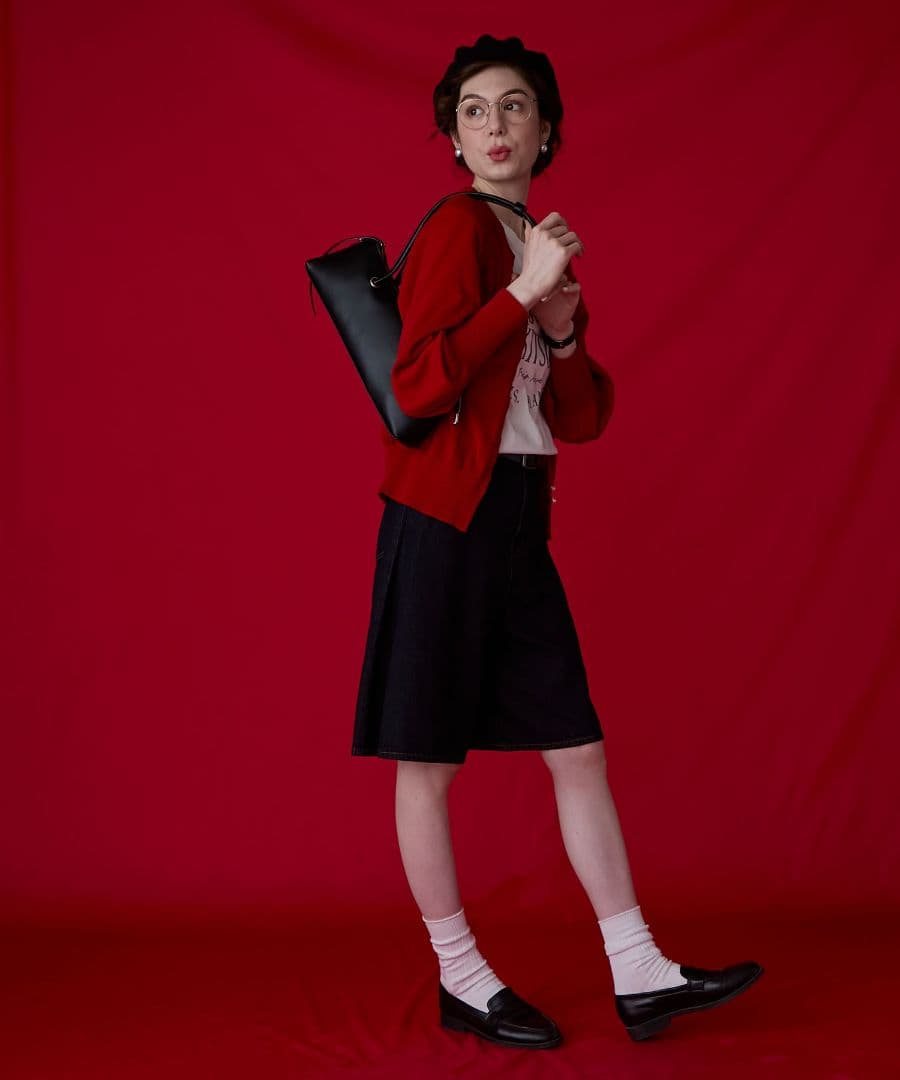 未使用【BONLECILL Marche】ロングハンドルハトメスクエアバッグ　黒 — image 5