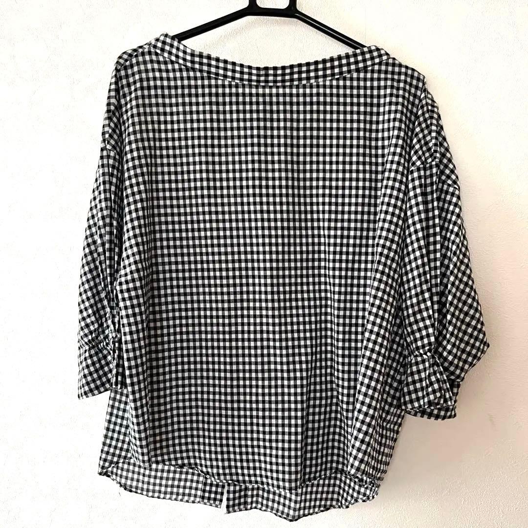 【美品】ビューティ＆ユース ギンガムチェック ボトルネックブラウス — image 3