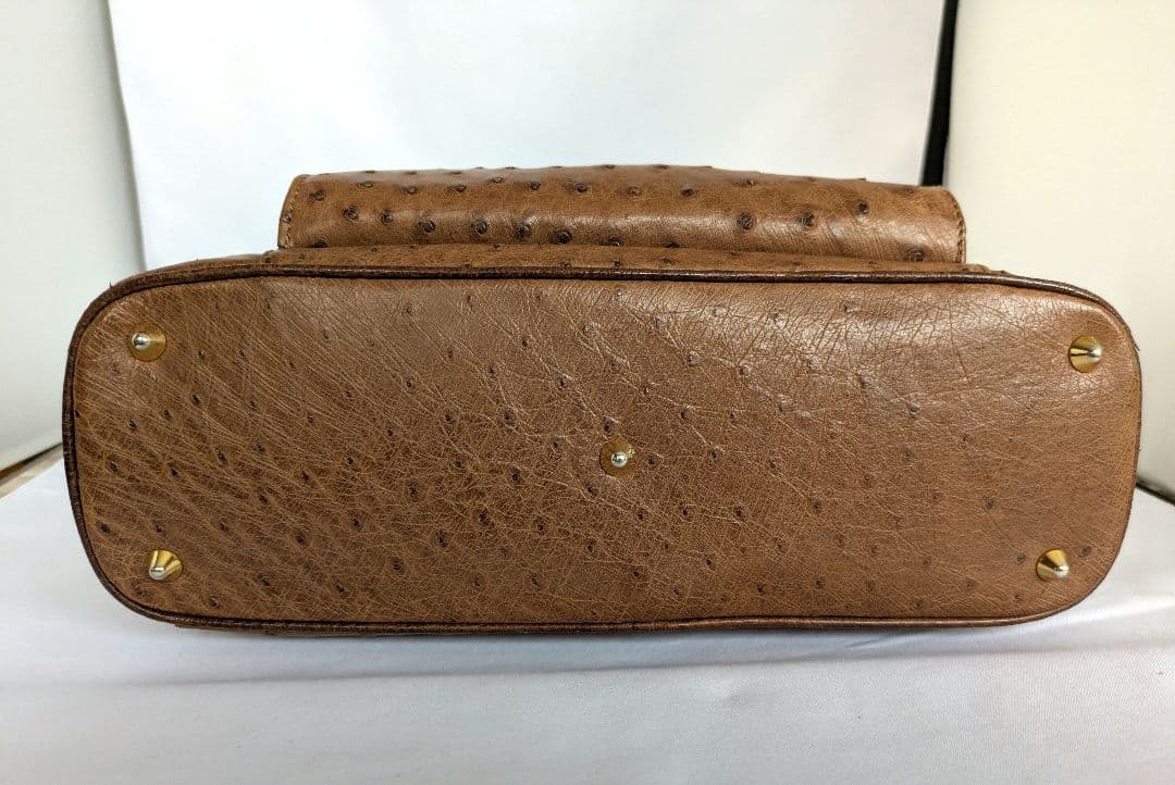 オーストリッチレザー ハンドバッグ ブラウン SANTAMARIA イタリア製 — image 4