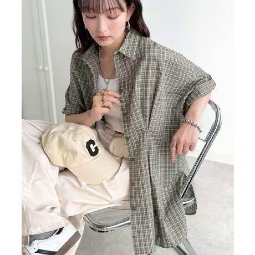 【新品同様】クラシカルエルフ　サッカー素材ウエストタックBIG半袖シャツ　今期品 — image 4