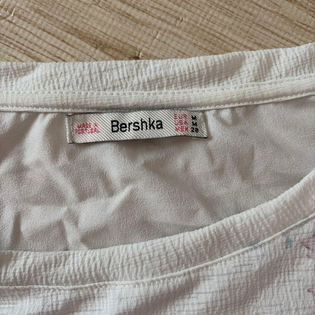 Bershka 花柄プリント Tシャツ ホワイト M — image 2