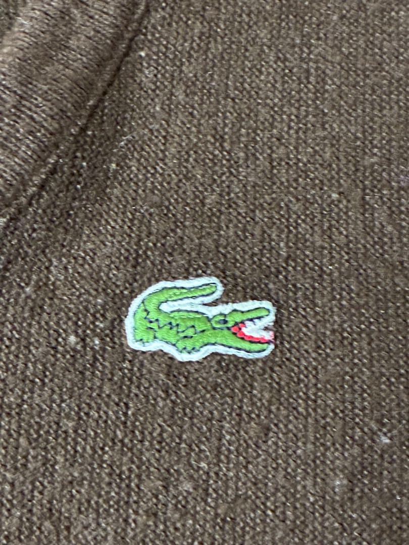 LACOSTE Vネック ニット セーター ブラウン — image 4