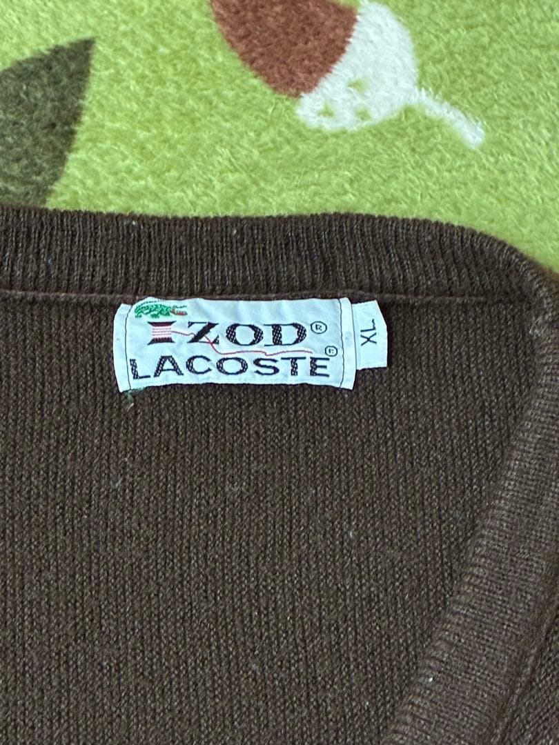 LACOSTE Vネック ニット セーター ブラウン — image 5
