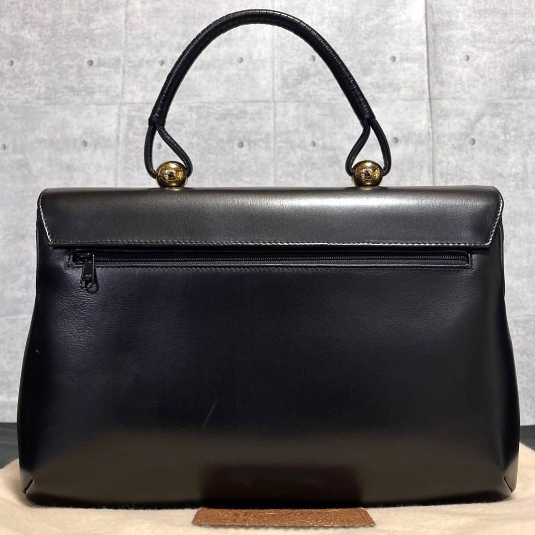 美品 HAMANO ロイヤルモデル カーフレザー ブラック ラージ ハンドバッグ — image 4