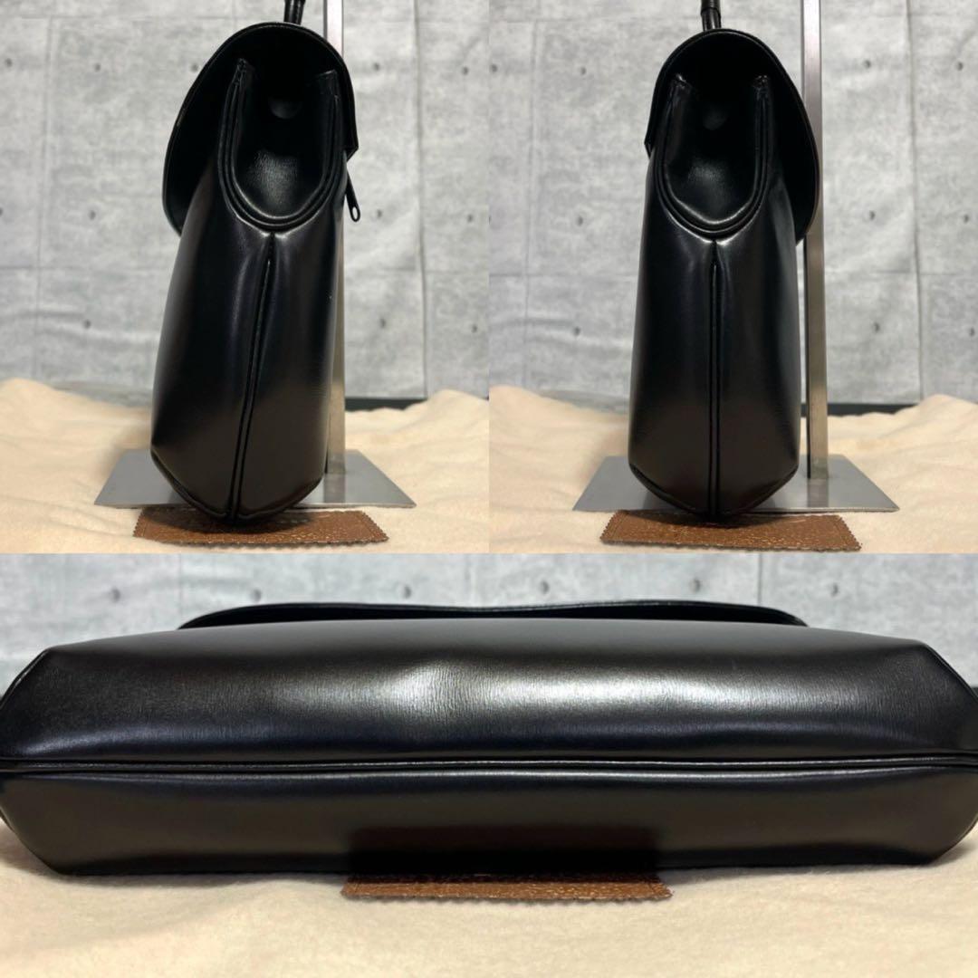 美品 HAMANO ロイヤルモデル カーフレザー ブラック ラージ ハンドバッグ — image 5